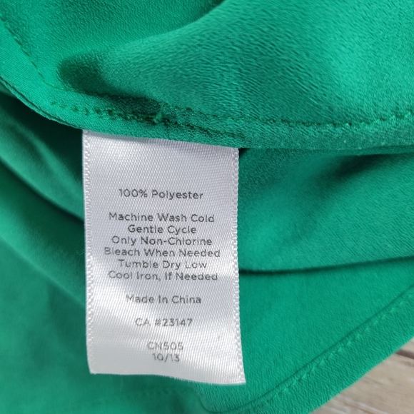 Talbots Green Button Front Long Sleeve Blouse with Pleated Detail Size 10 - Picture 11 of 12